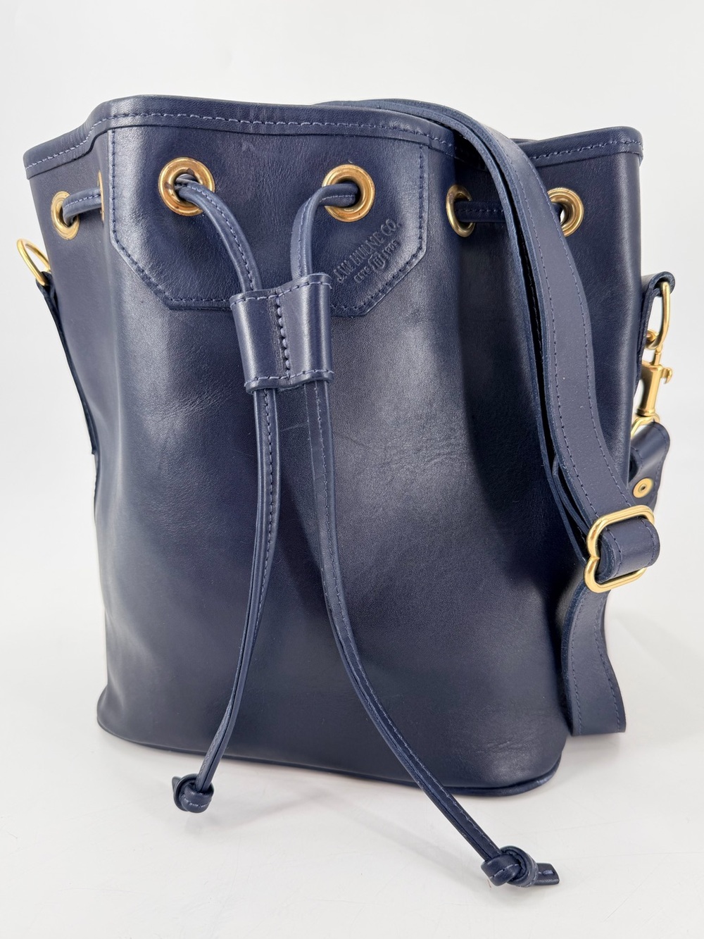 J.W. HULME Blue Leather Bucket Bag